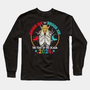 Cicada Tsunami Bugs Brood XIX Brood XIII 13 Year Of The Cicada 2024 Long Sleeve T-Shirt